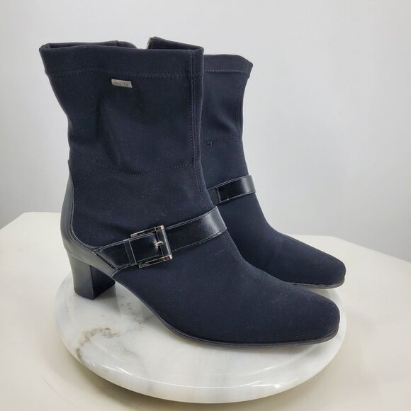 Luftpolster Paris Gore Tex Black Mid Calf Waterproof Heeled Women's Boots 5.5 - Picture 1 of 11